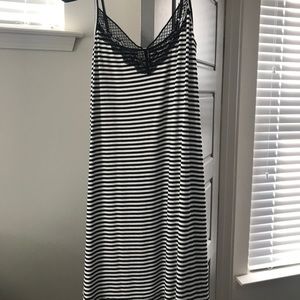 Black & white striped dress with lace